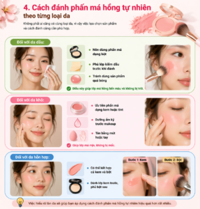 Cách đánh phấn má hồng tự nhiên theo từng loại da